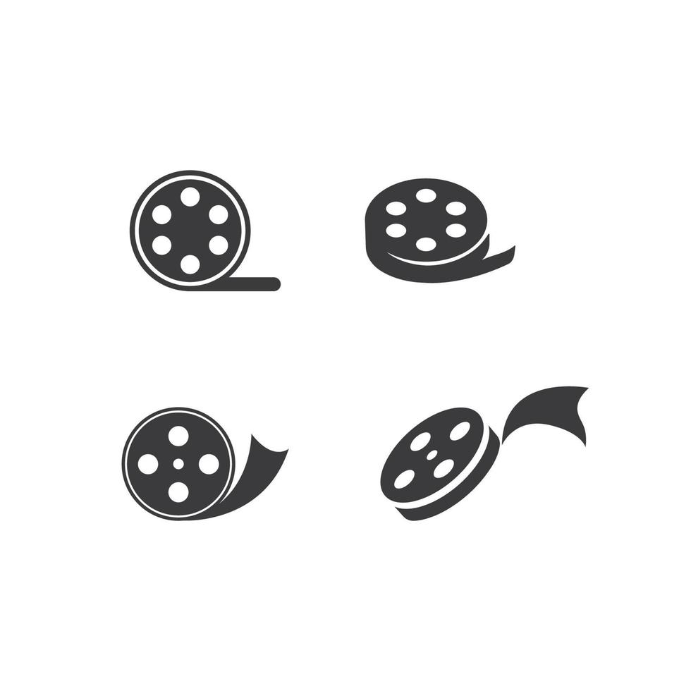 logotipo do rolo de filme - cinema preto vetorial e elemento ou ícone de design de filme vetor