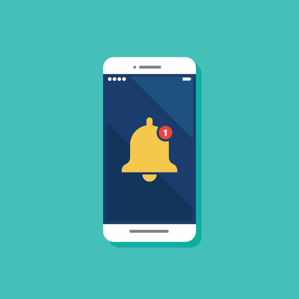 notificação no ícone plano do smartphone vetor