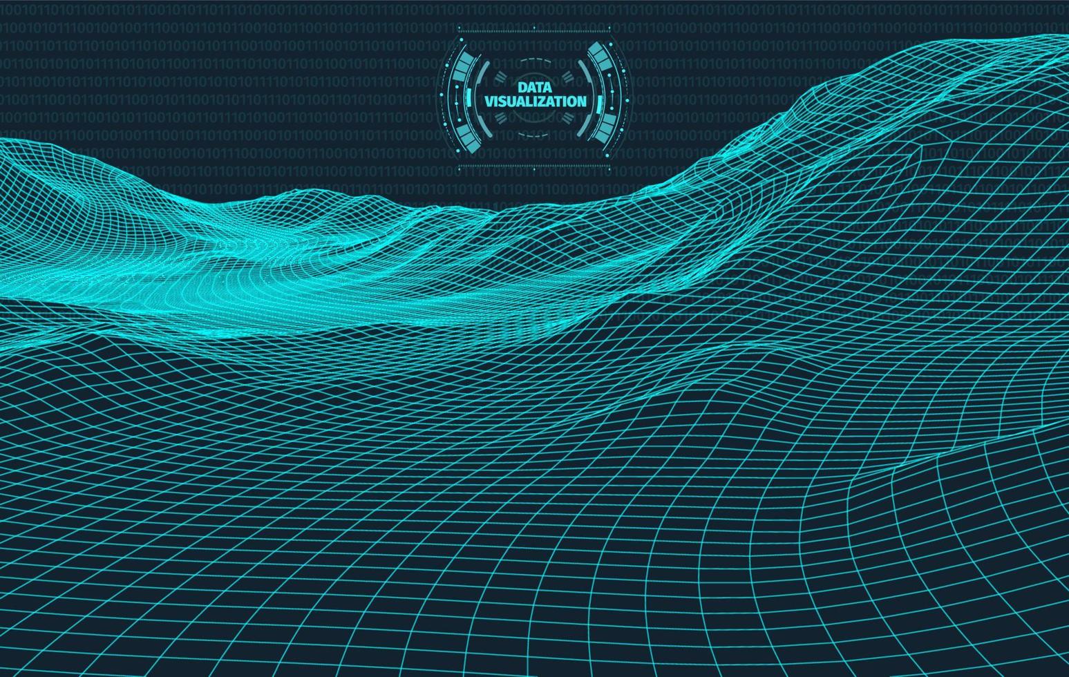 visualização de big data. fundo 3d .big data conexão fundo. tecnologia cibernética ai tech wire network visualização de dados de wireframe futurista. ilustração vetorial. inteligência artificial . vetor