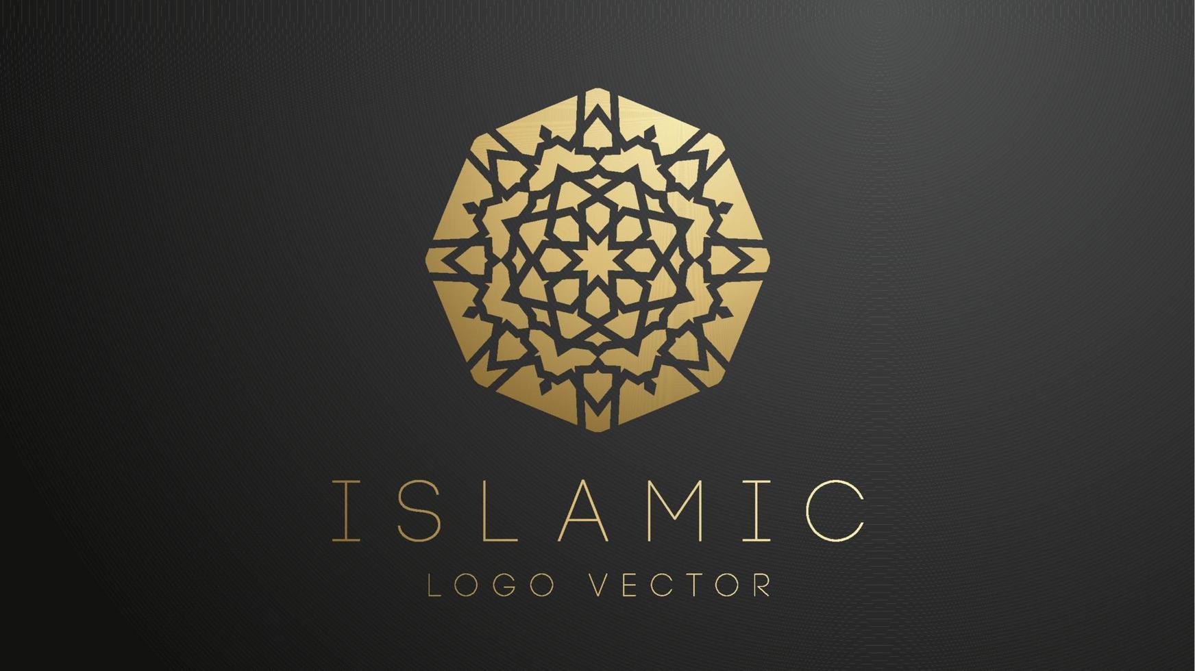 logotipo islâmico de ouro 3D. ornamento islâmico geométrico redondo mandala. logotipo muçulmano eps 10 vetor