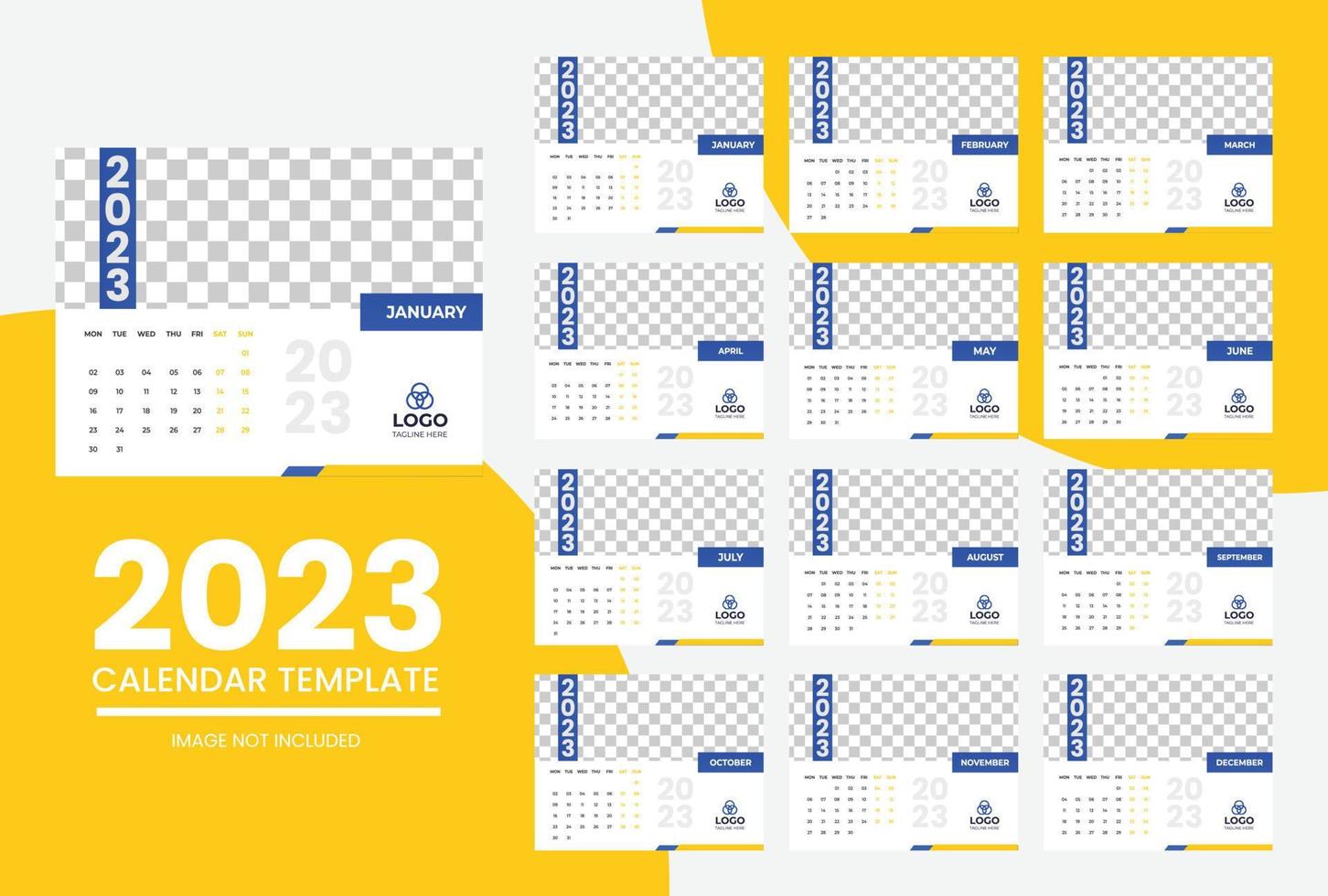 modelo de calendário limpo de ano novo de 2023 vetor