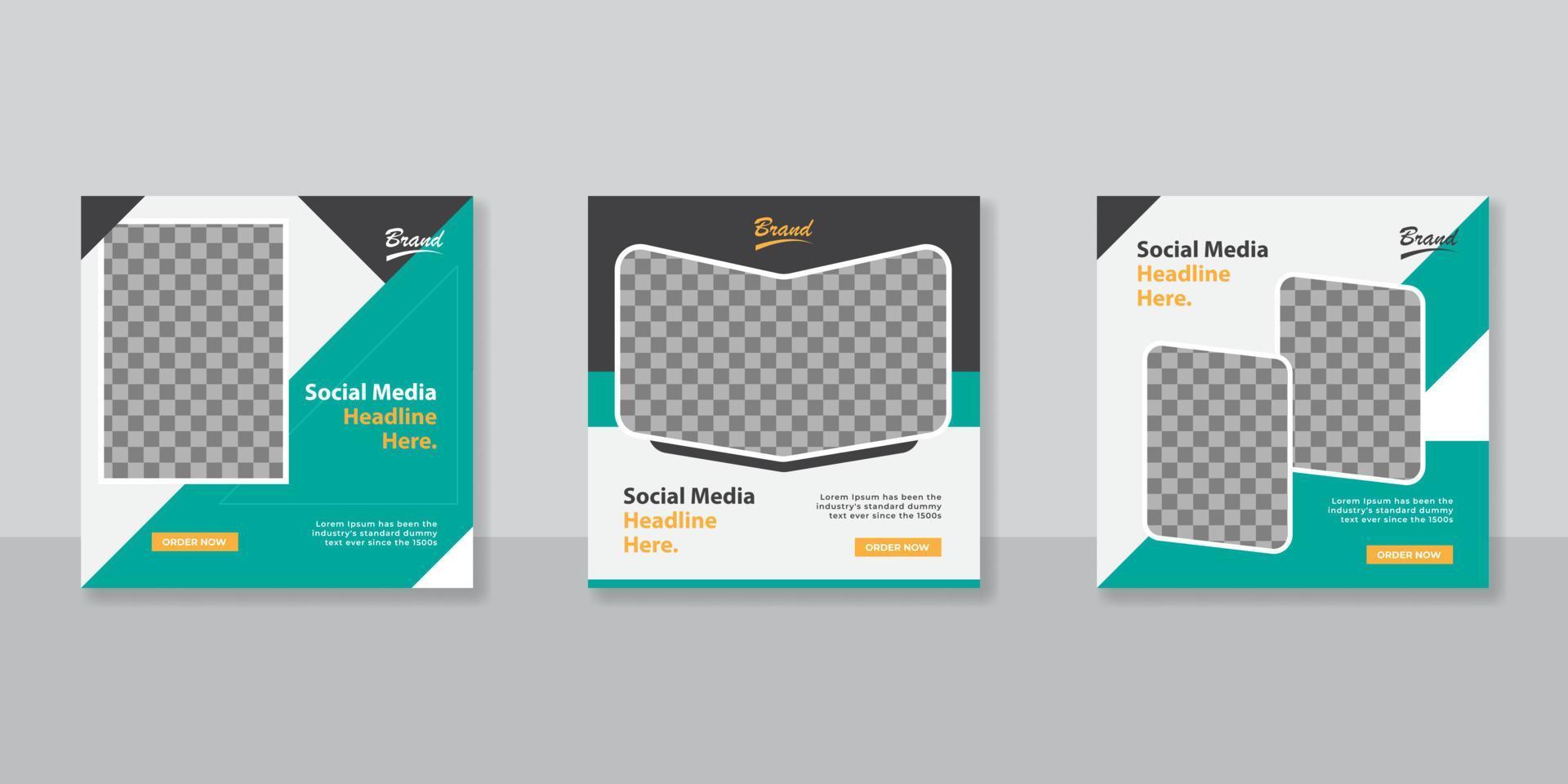 banner web quadrado de promoção moderna para aplicativos móveis de mídia social. fundos elegantes de promoções de descontos e vendas para marketing digital vetor