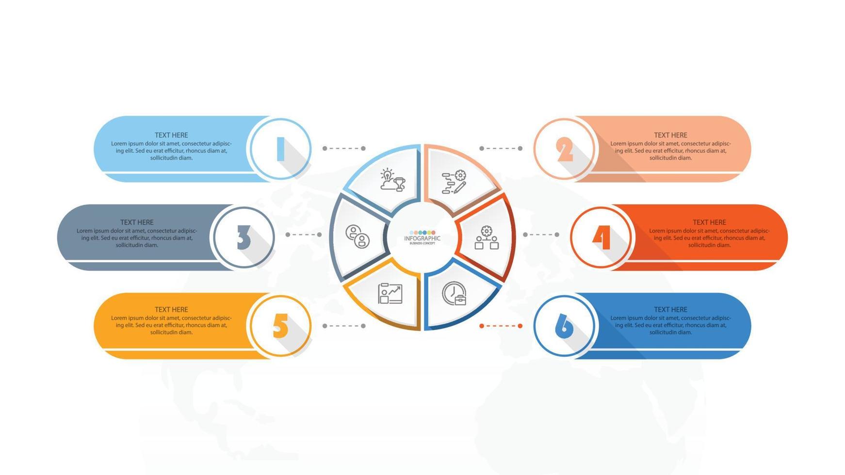 infográfico padrão com 6 etapas, processos ou opções. vetor