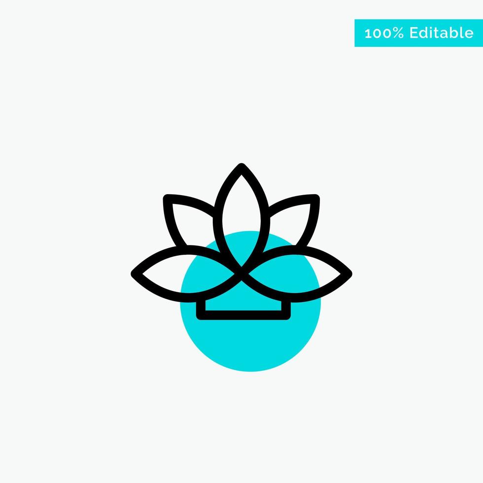 flor índia planta de lótus turquesa destaque círculo ponto ícone vetor