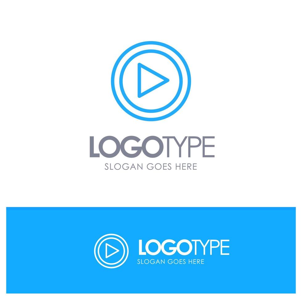 interface de vídeo reproduzir logotipo de contorno azul do usuário local para slogan vetor