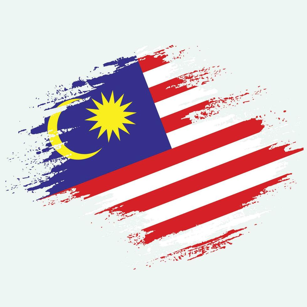 efeito de textura vetor de bandeira vintage da malásia