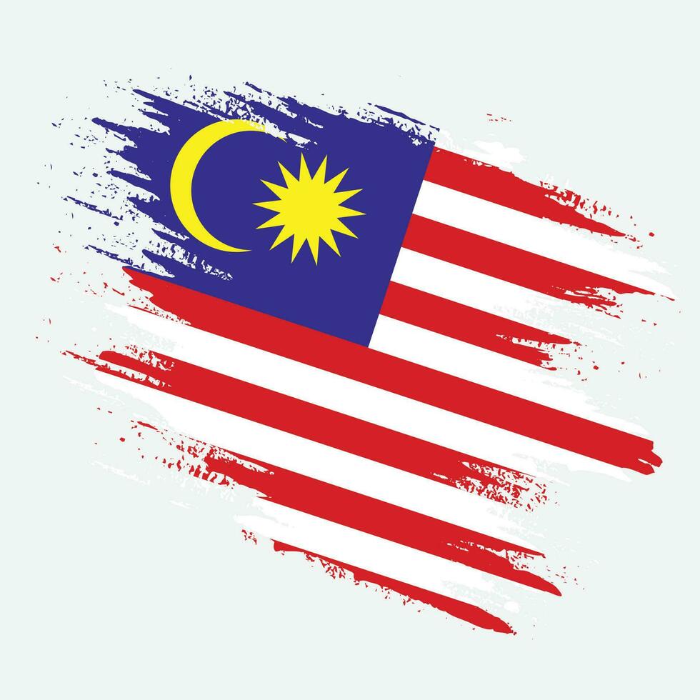 novo pincel de pintura à mão vetor de bandeira da malásia