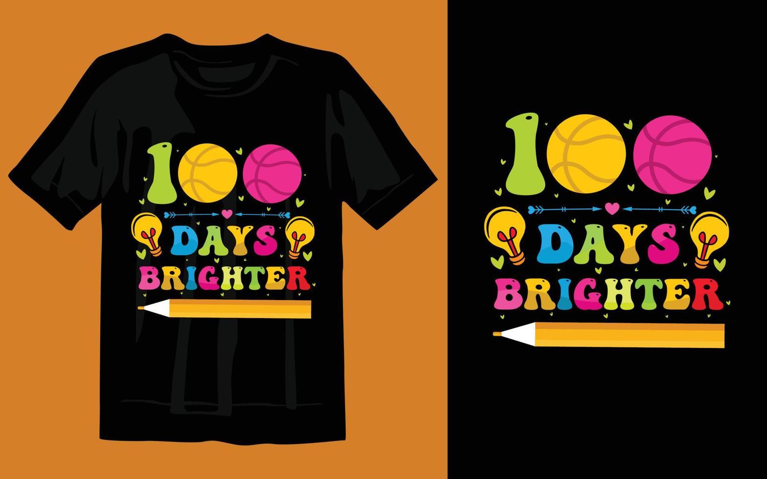 100 dias de escola colorido vetor de design de camiseta download grátis