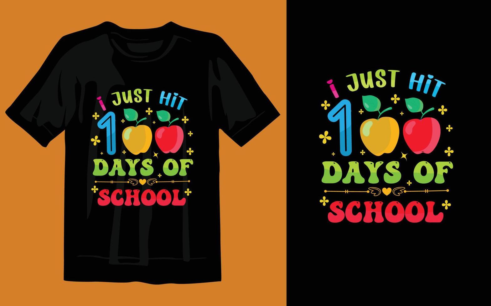 100 dias de escola colorido vetor de design de camiseta download grátis