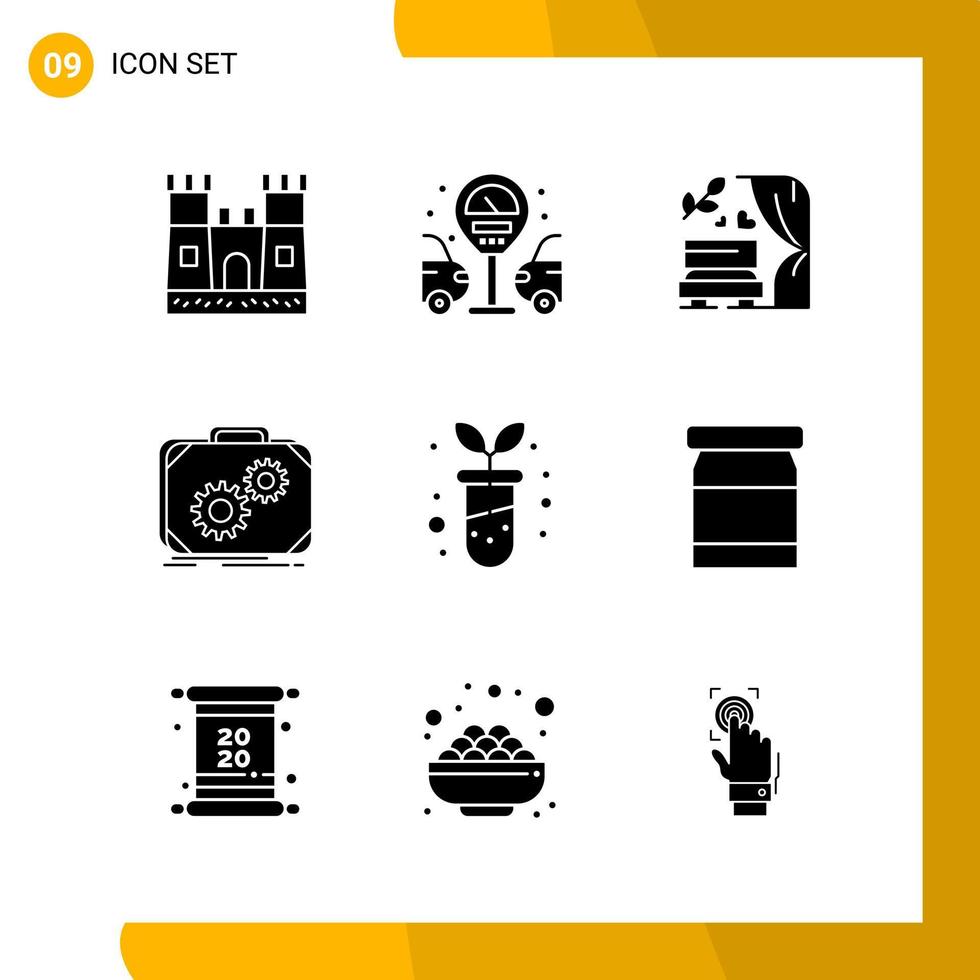 9 conjunto de ícones de estilo sólido pacote de símbolos de glifos isolados em fundo branco para design de site responsivo criativo fundo de vetor de ícone preto