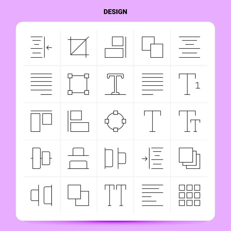 esboço 25 conjunto de ícones de design vetor design de estilo de linha ícones pretos conjunto de pictograma linear pacote de ideias de negócios móveis e web design ilustração vetorial