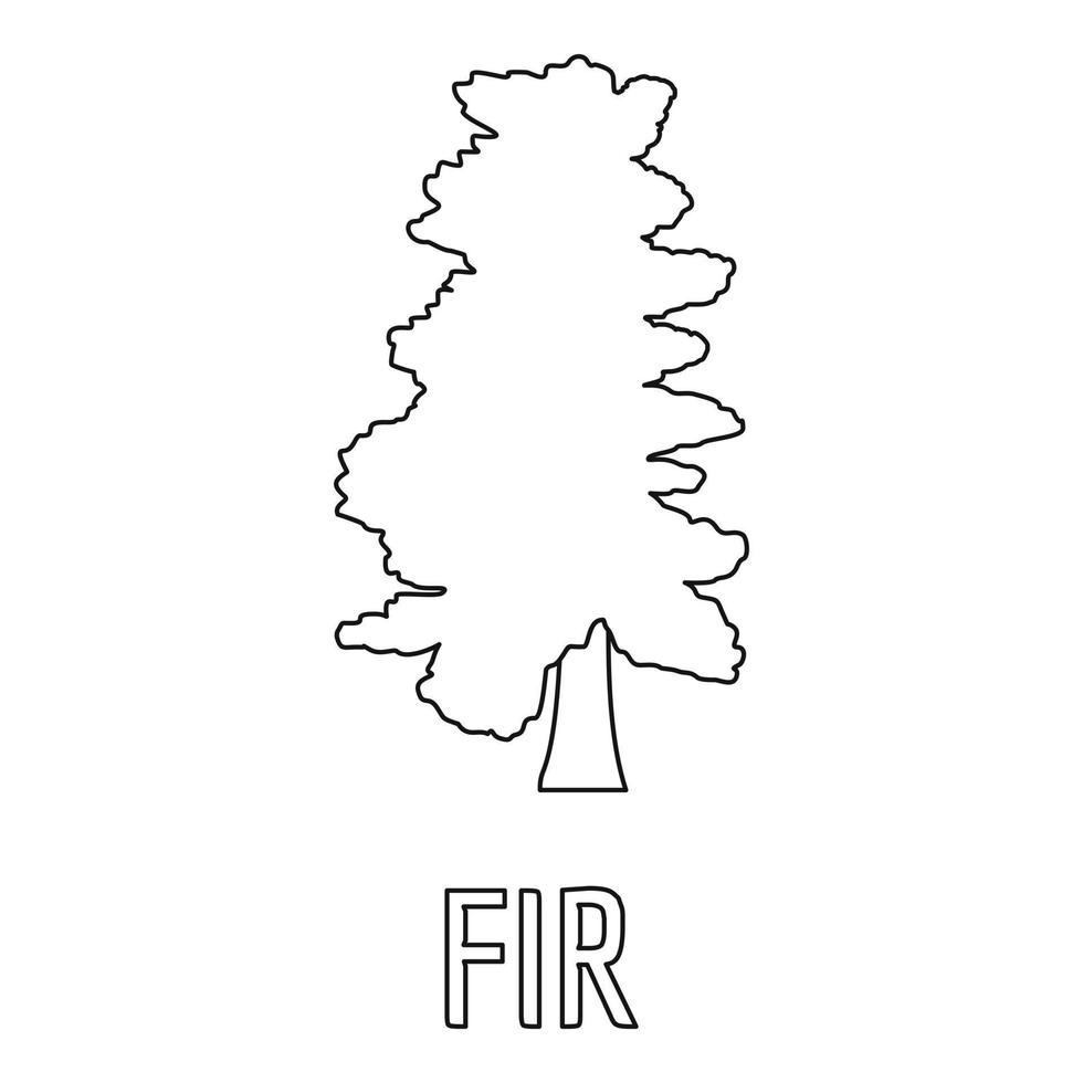 ícone da árvore do abeto, estilo de estrutura de tópicos. vetor