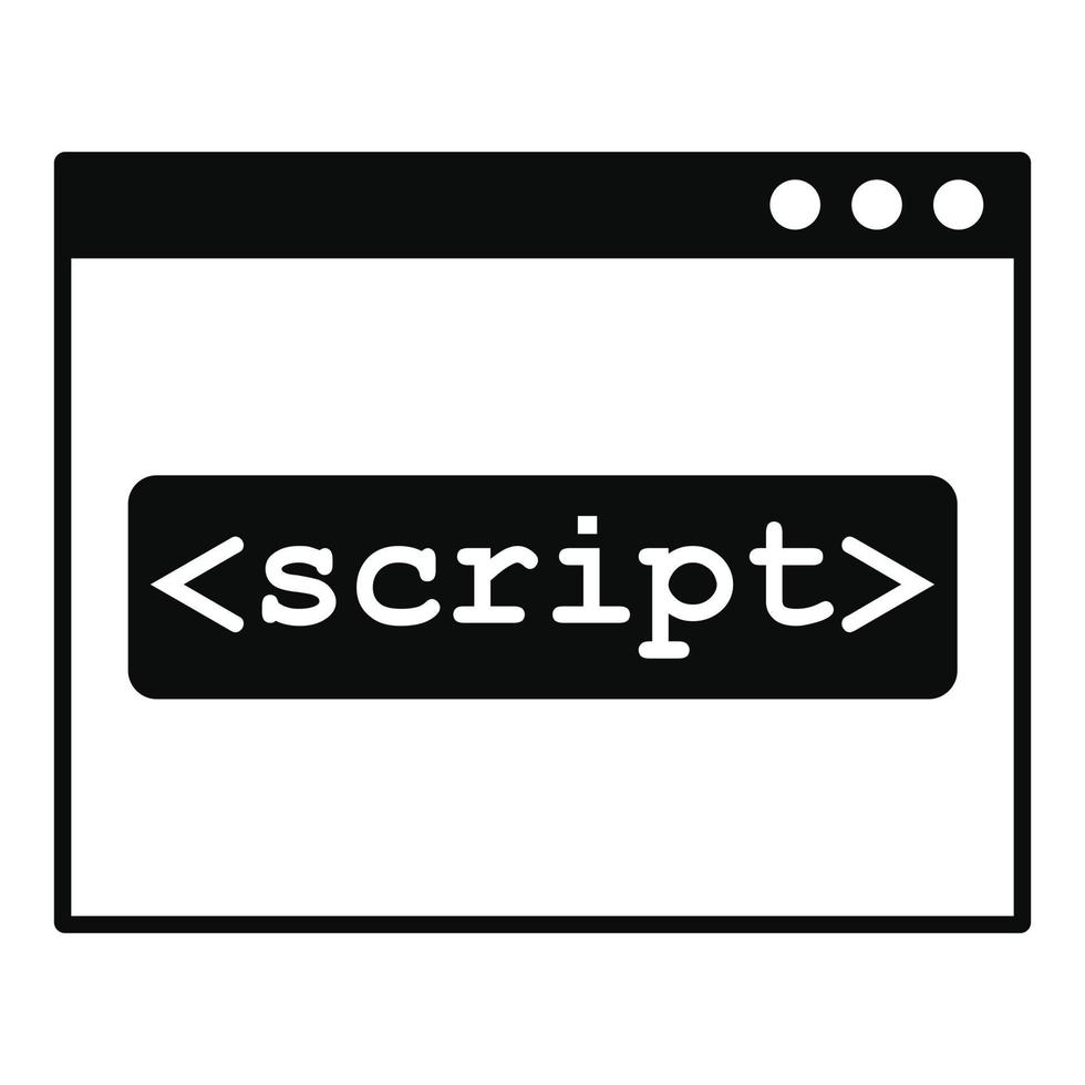 ícone da janela de script, estilo simples vetor