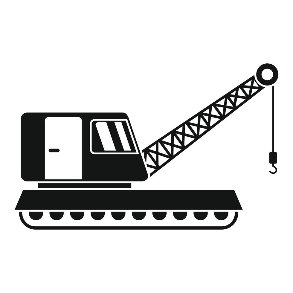 ícone de guindaste de escavadeira, estilo simples vetor