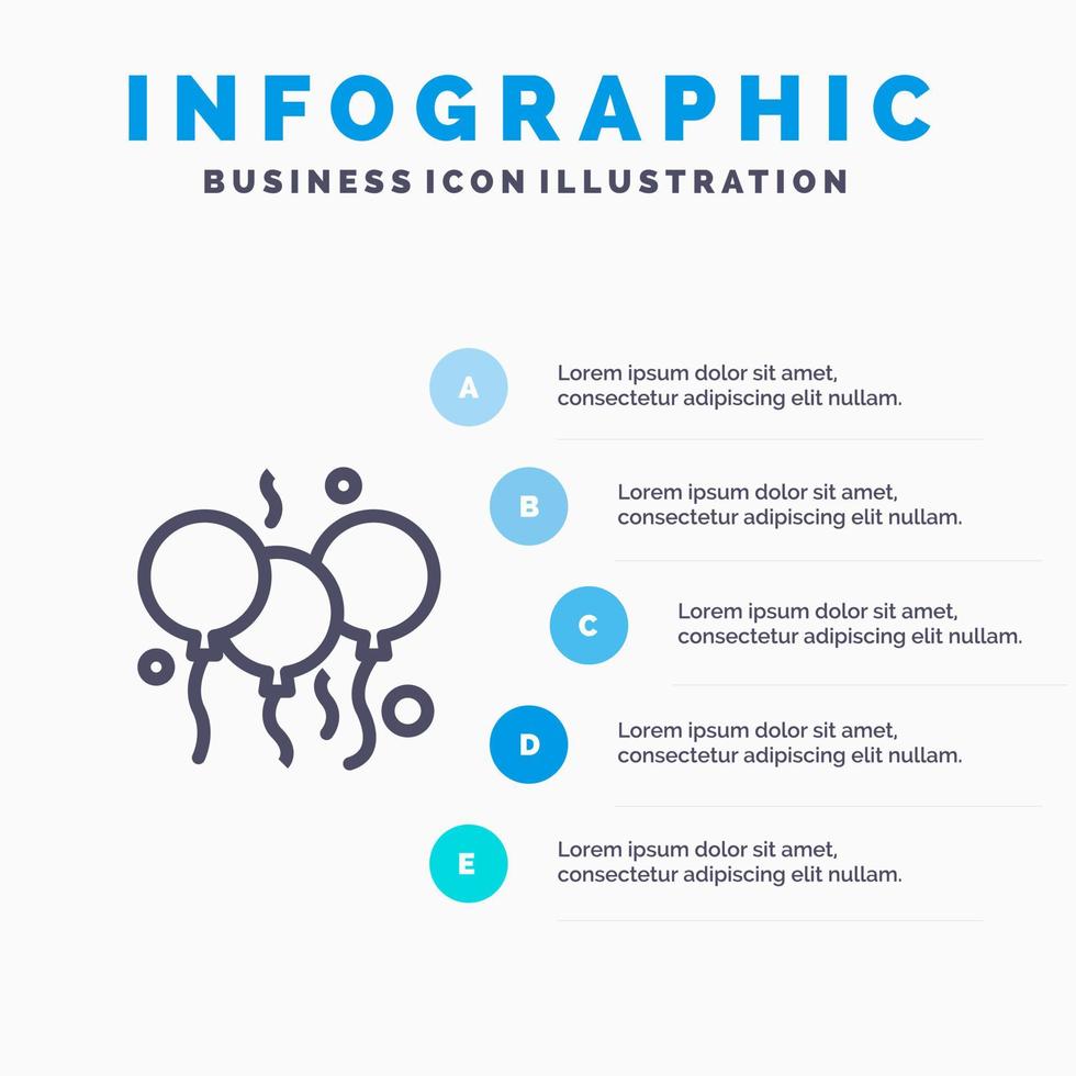 ícone da linha da índia do balão do dia indiano com fundo de infográficos de apresentação de 5 etapas vetor