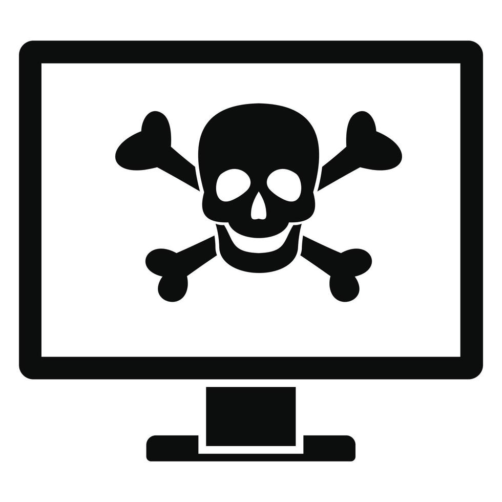 ícone de ataque de vírus de computador, estilo simples vetor