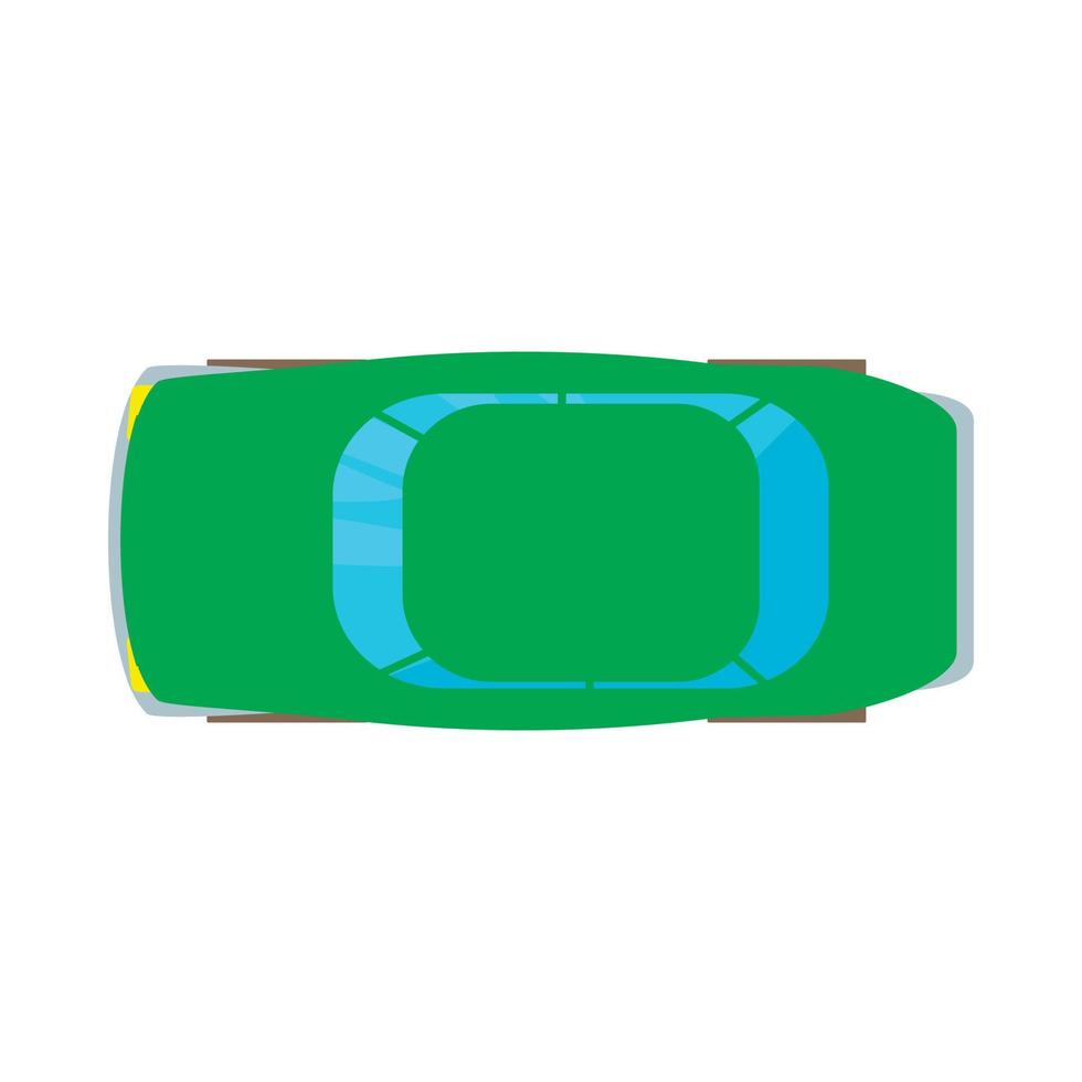 ícone de vista superior do carro verde, estilo cartoon vetor