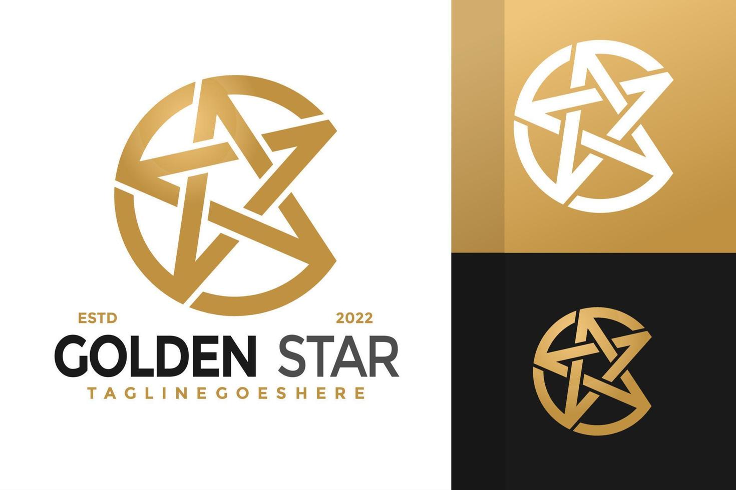 letra c design de logotipo de estrela dourada, vetor de logotipos de identidade de marca, logotipo moderno, modelo de ilustração vetorial de designs de logotipo