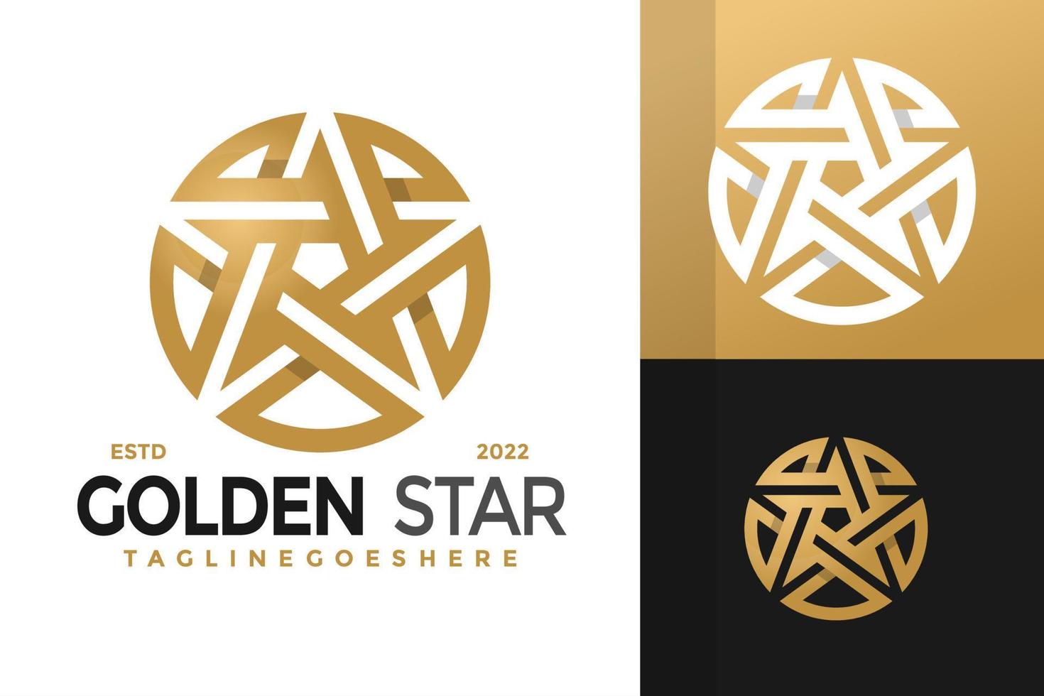 design de logotipo de estrela dourada de luxo, vetor de logotipos de identidade de marca, logotipo moderno, modelo de ilustração vetorial de designs de logotipo