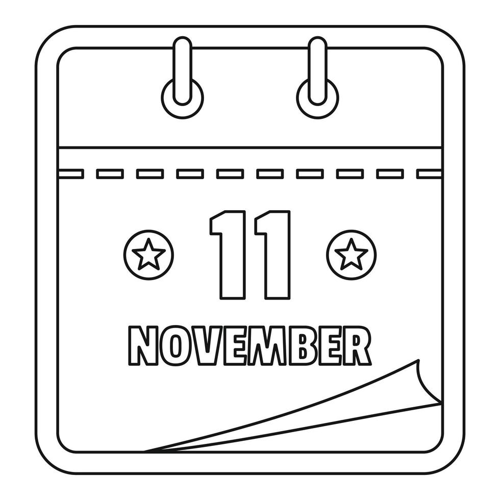 ícone do calendário de novembro, estilo de estrutura de tópicos. vetor