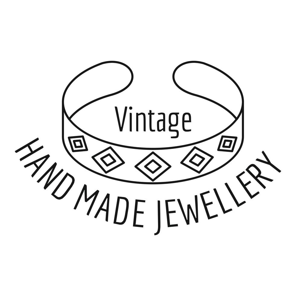 logotipo de joias feitas à mão vintage, estilo de contorno vetor