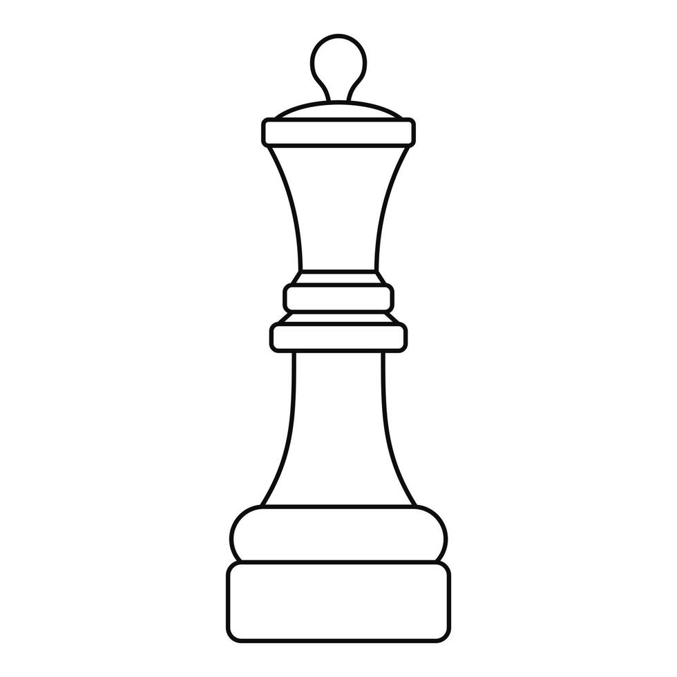 ícone de peça rainha, estilo de estrutura de tópicos vetor