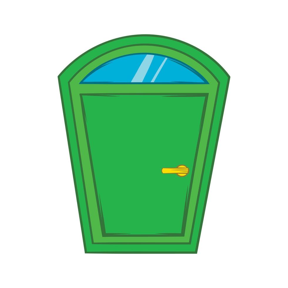 ícone de porta arqueada verde, estilo cartoon vetor