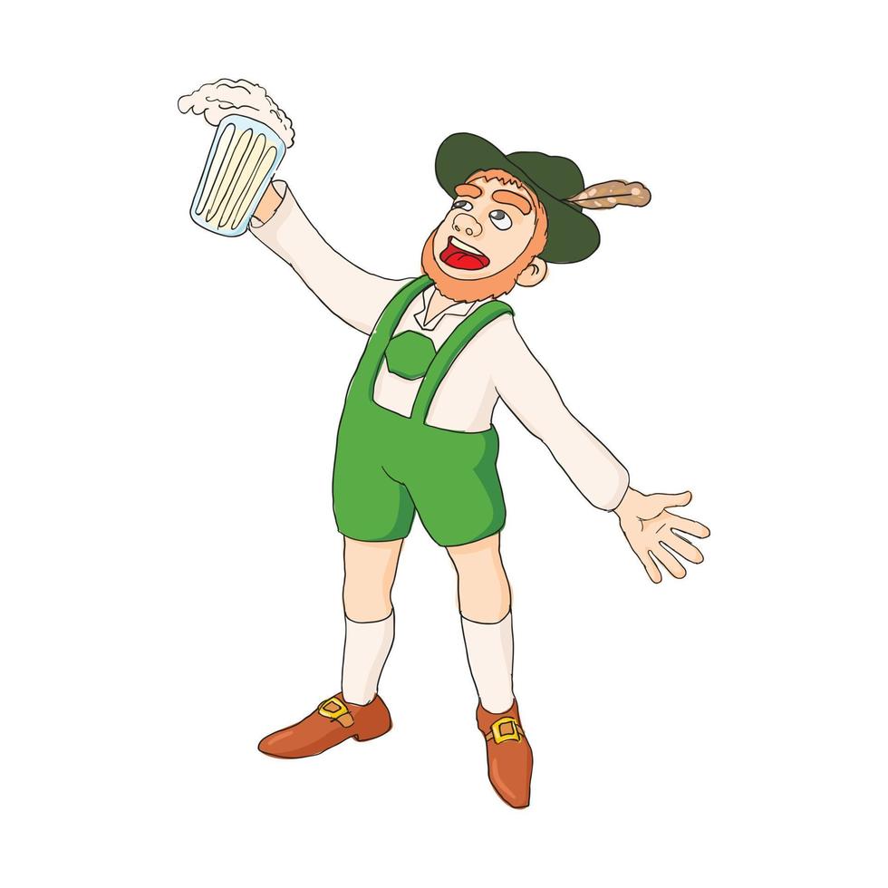 irlandês com ícone de cerveja, estilo cartoon vetor