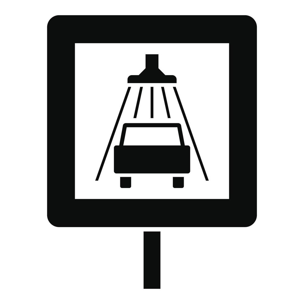 ícone de lavagem de carros de sinal de trânsito, estilo simples vetor