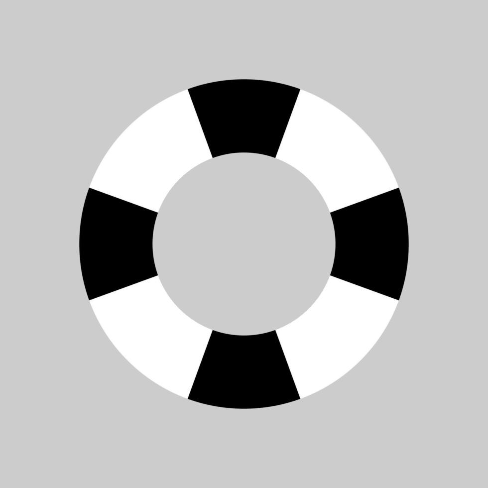 anel de natação preto e branco, anel de natação, ícone de bóia salva-vidas em design de estilo plano isolado em fundo cinza. vetor