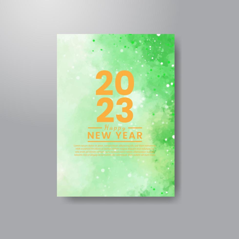 modelo de cartão feliz ano novo 2023 com fundo aquarela vetor