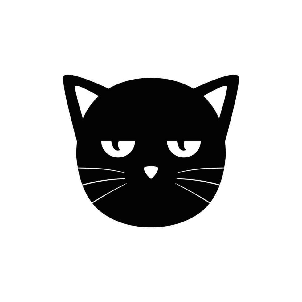 ilustração de design de silhueta de cabeça de gato. ícone animal de estimação bonito, sinal e símbolo. vetor