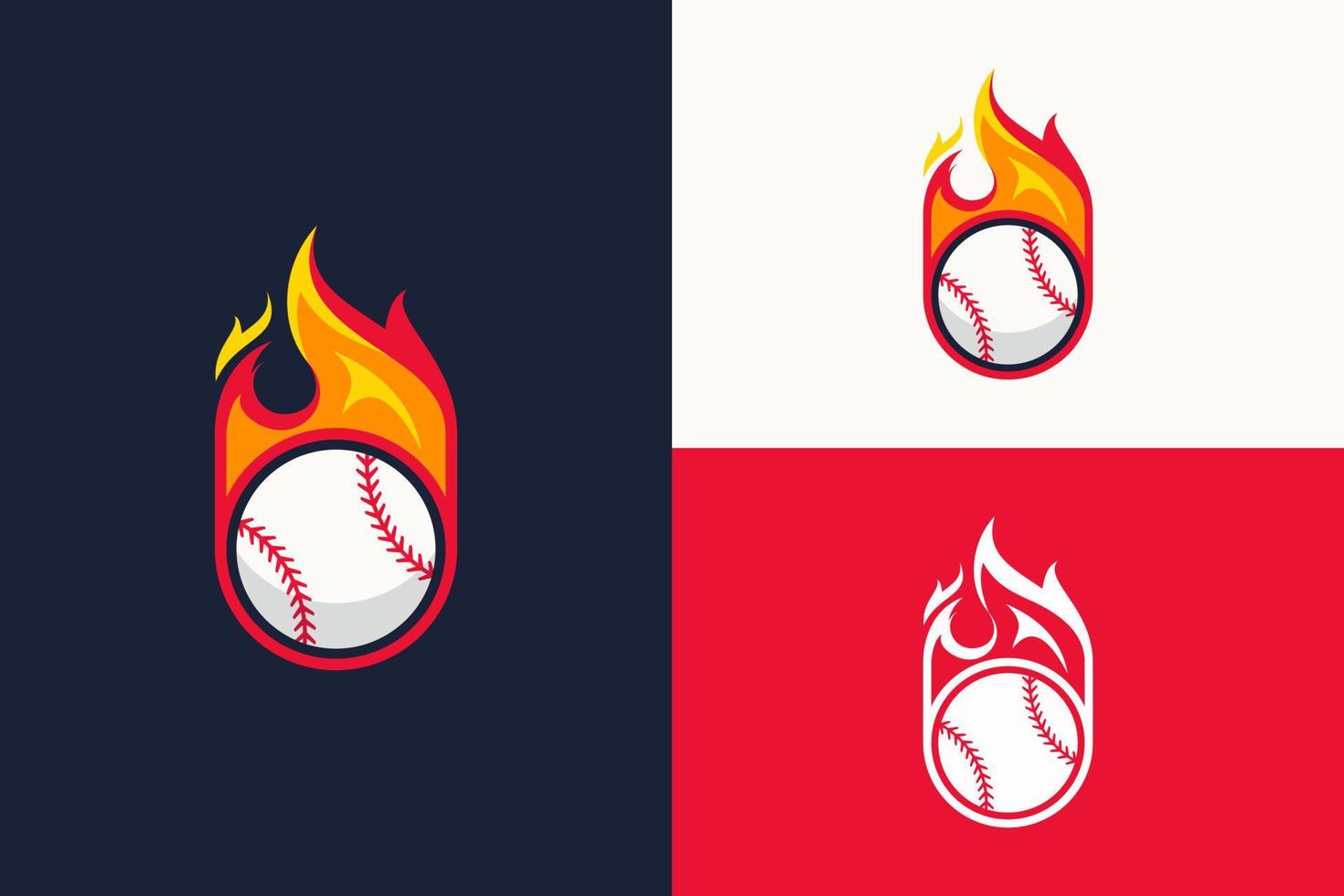 ilustração de beisebol de fogo de logotipo esportivo vetor