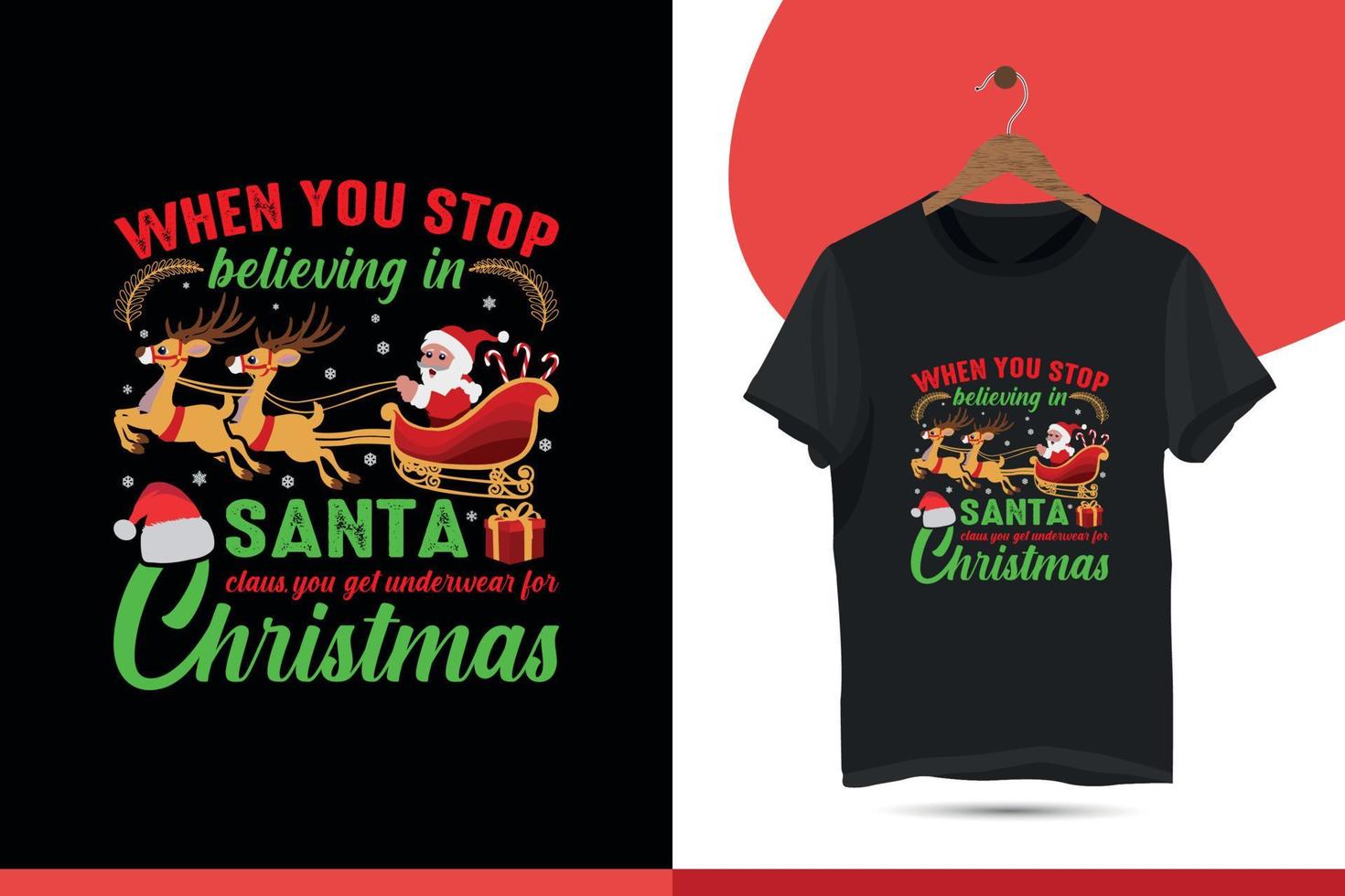 modelo de vetor de design de camiseta de natal do papai noel. ilustração da temporada de férias de natal para impressão em canecas, bolsas, adesivos, planos de fundo e diferentes itens de impressão.