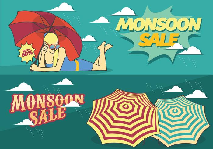 Monsoon Venda Temporada Poster vetor