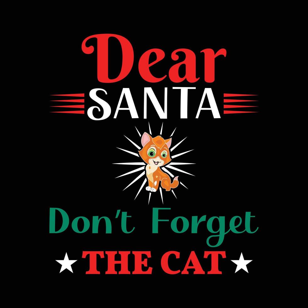 design de camiseta de gato de natal vetor