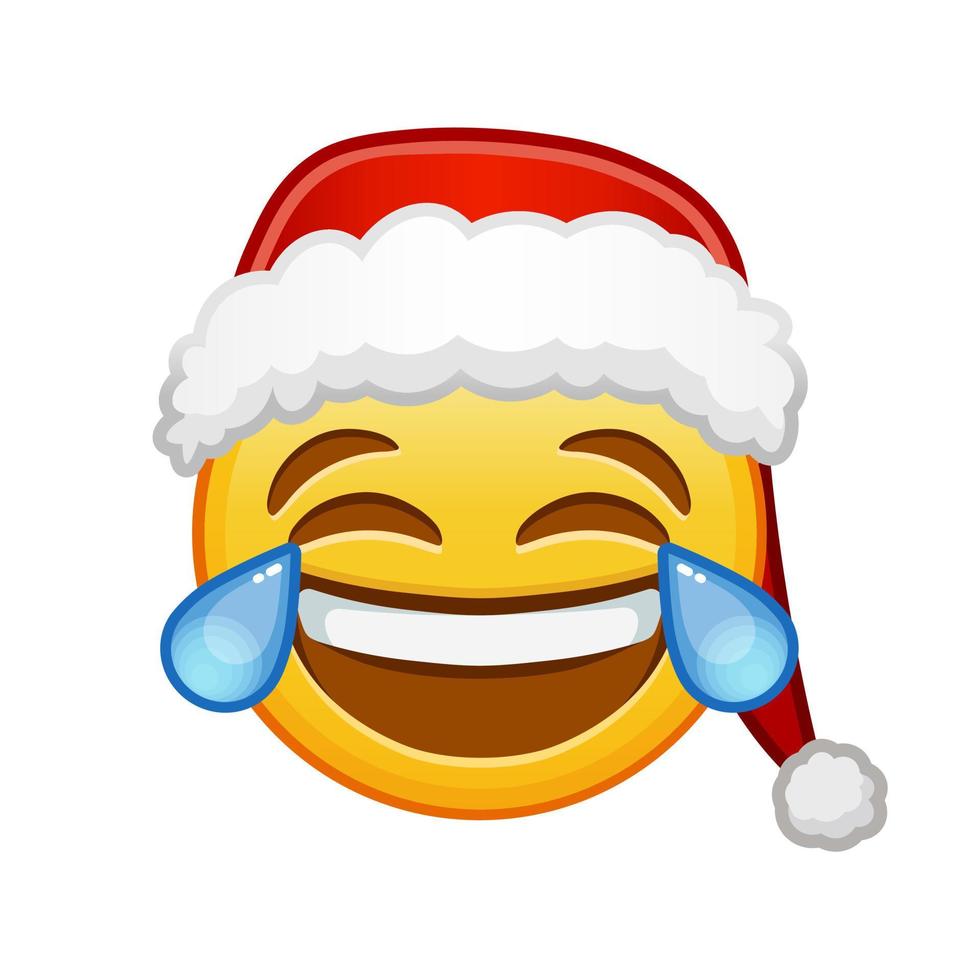 rosto de natal com lágrimas de alegria tamanho grande de sorriso emoji amarelo vetor