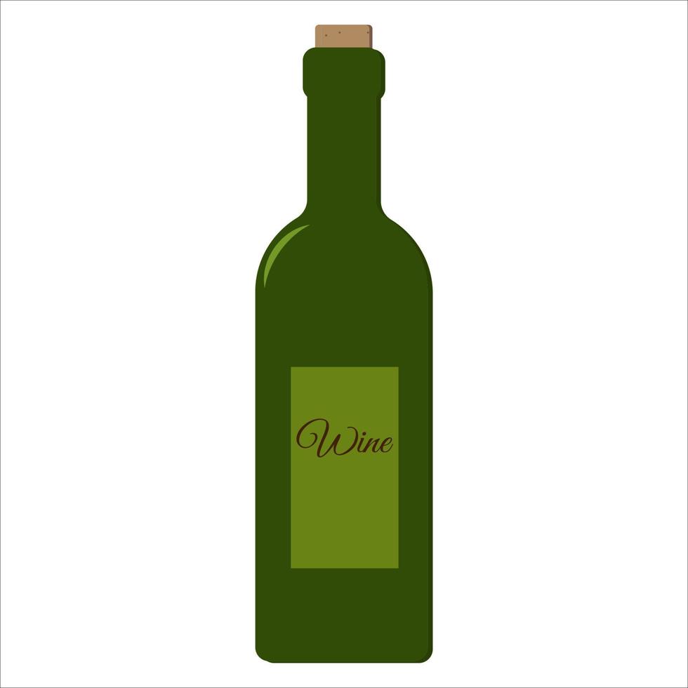 desenho animado isolado de garrafa de vinho tinto verde vetor