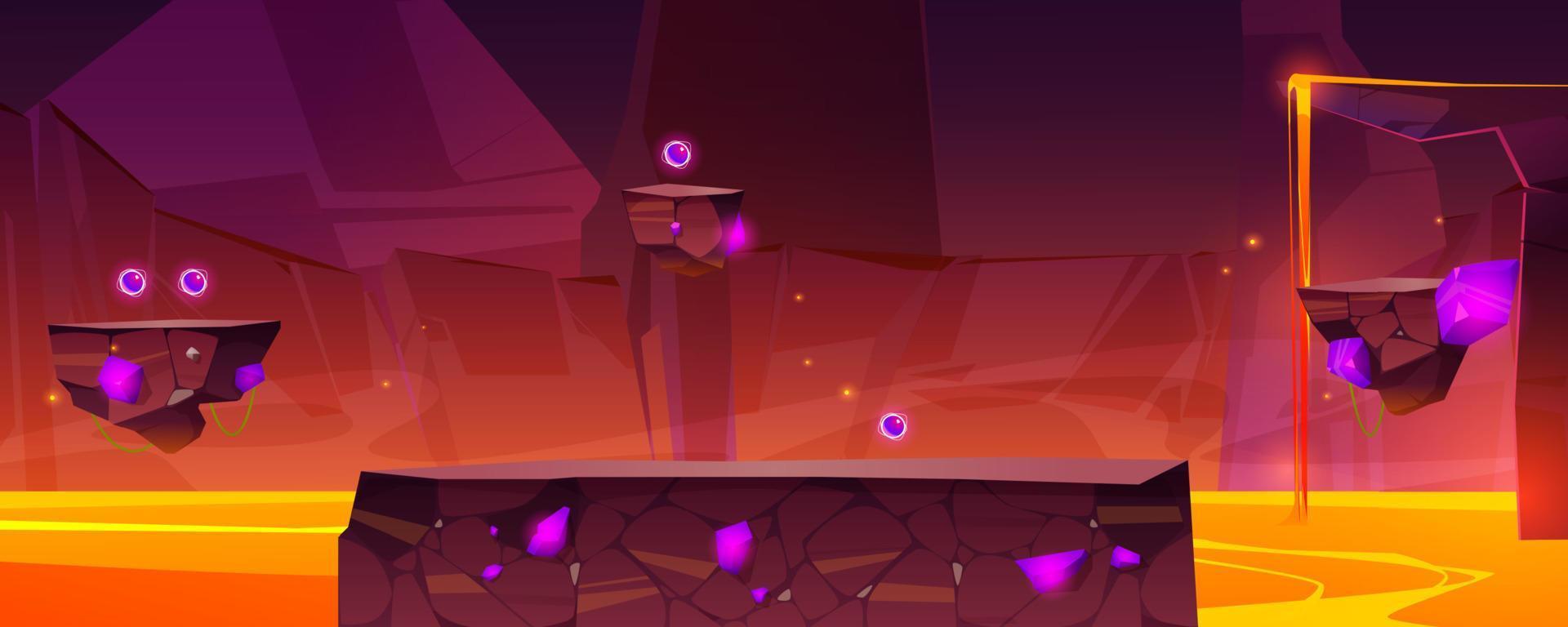 fundo de nível de jogo com plataformas sobre lava vetor