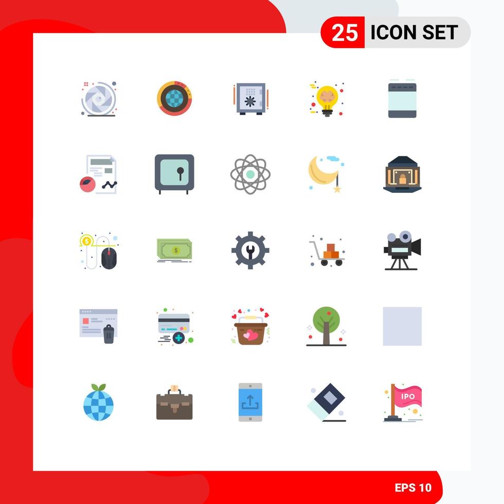 conjunto de pictogramas de 25 cores planas simples de recursos criativos de caixa segura, elementos de design de vetores editáveis de caixa segura