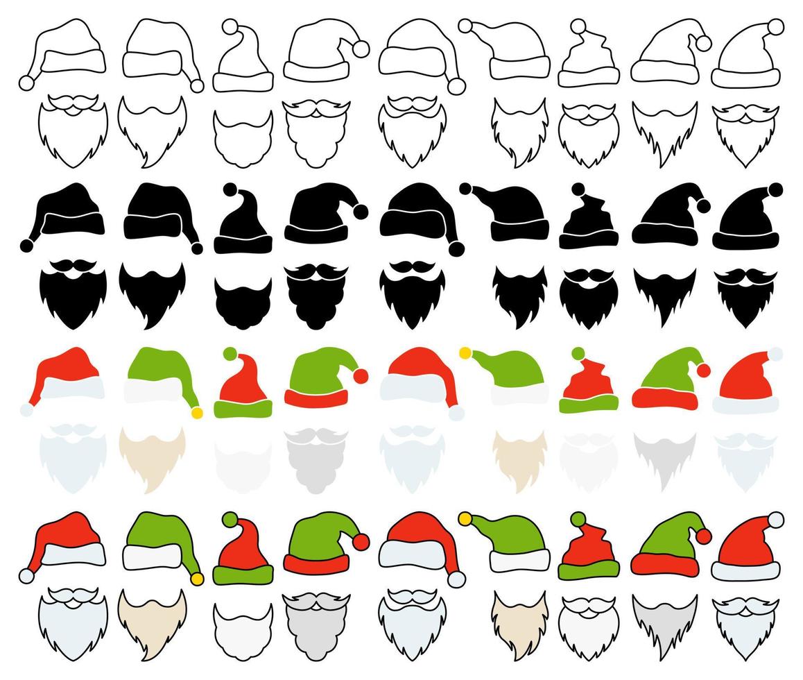 barba com chapéu de natal em fundo branco vetor