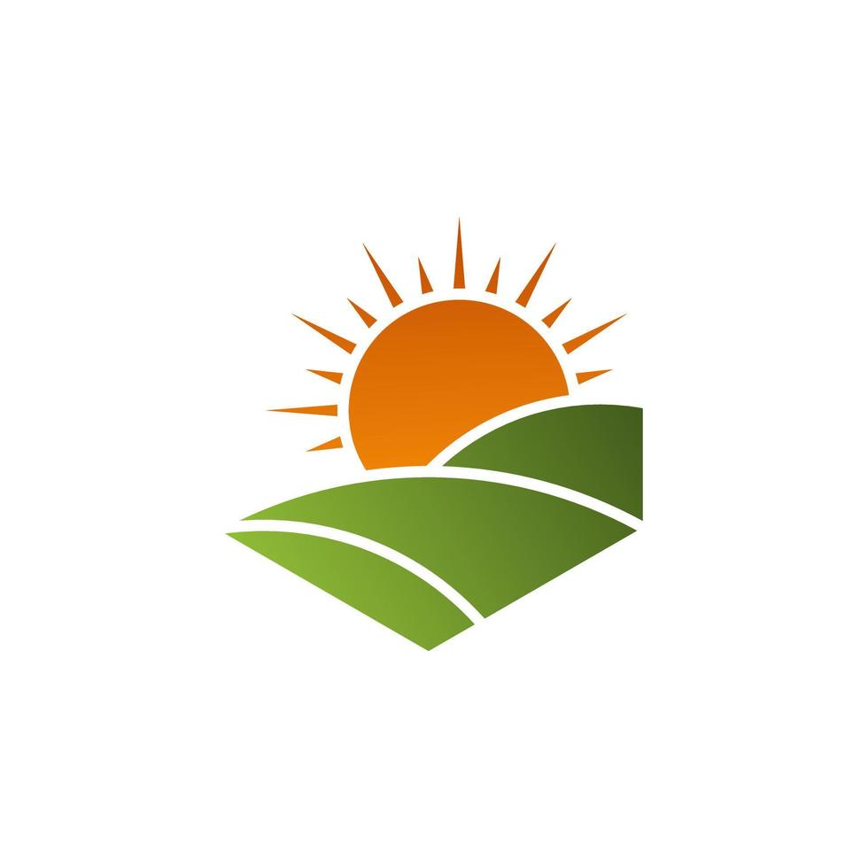 inspiração de design de logotipo de sol de paisagem vetor