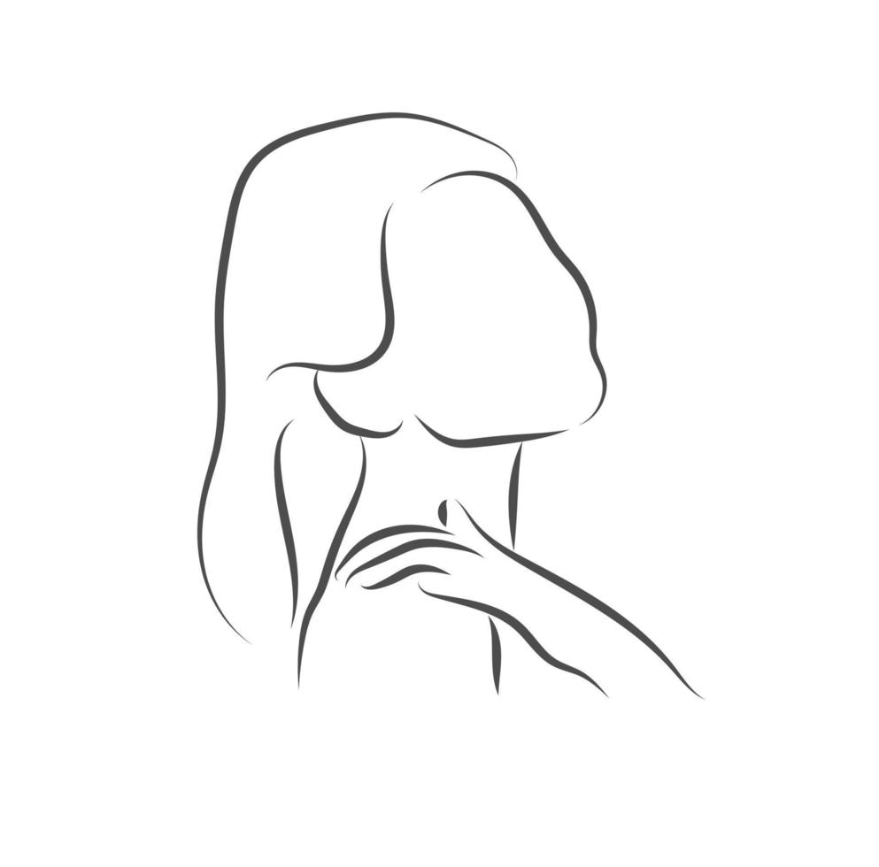 esboço, desenhado à mão, arte de linha única que as mulheres usam para pôster de logotipo e plano de fundo vetor