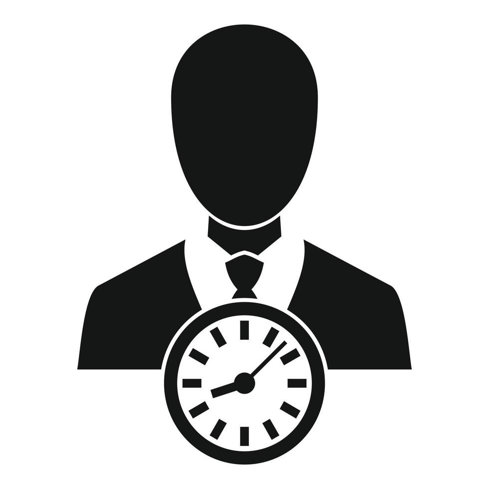 ícone do tempo de trabalho do empresário, estilo simples vetor
