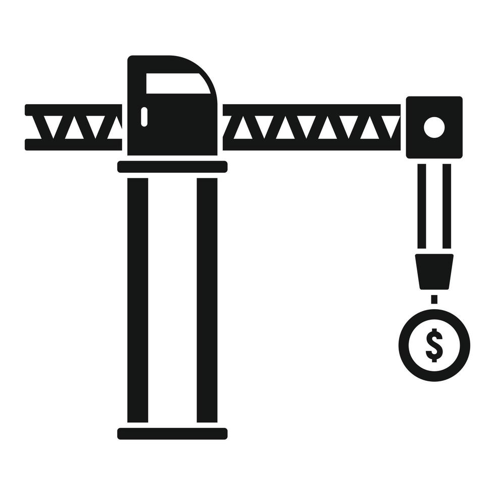 ícone de gerenciamento de guindaste de dinheiro, estilo simples vetor