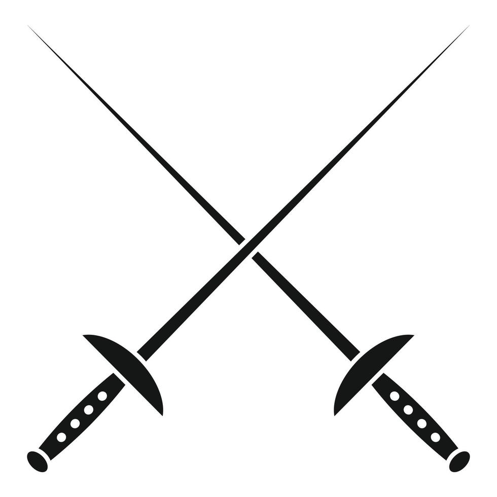 ícone de espada de esgrima cruzada, estilo simples vetor