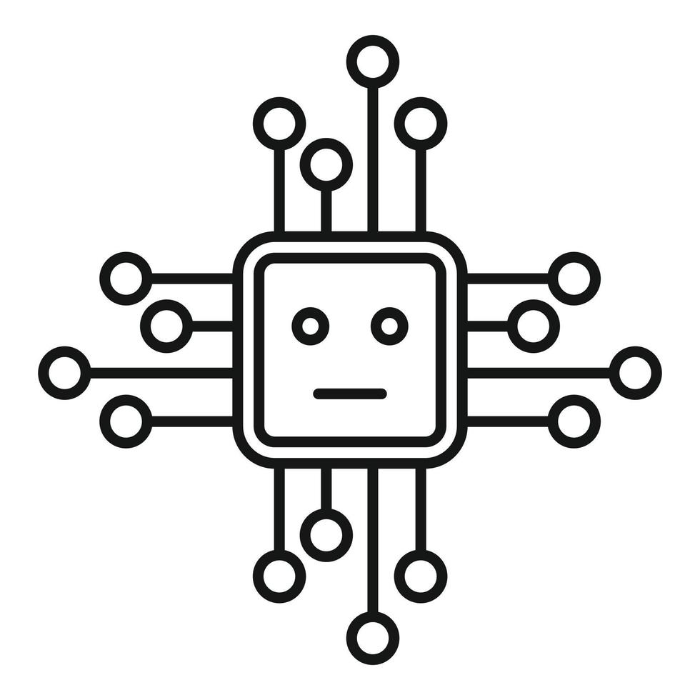 ícone do processador do smartphone, estilo de estrutura de tópicos vetor
