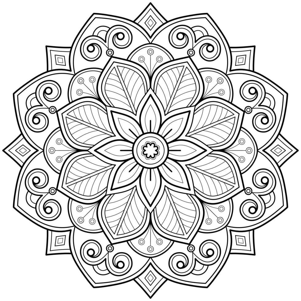 padrão de mandala para arte na parede livro de colorir design de impressão de tatuagem de padrão de renda para uma camisa de pintura de papel de parede e cartões de design de adesivo de estêncil de azulejo ornamento decorativo texturizado. em fundo branco vetor