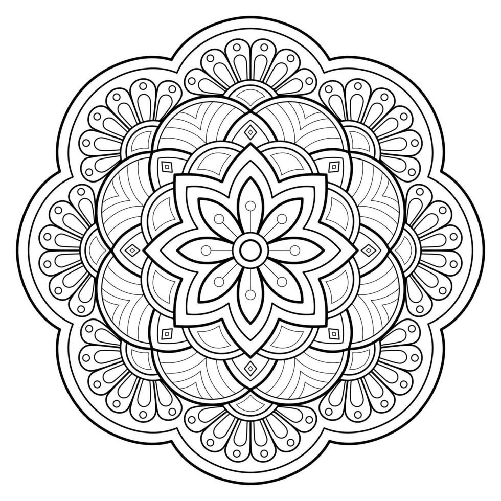 padrão de mandala para arte na parede livro de colorir design de impressão de tatuagem de padrão de renda para uma camisa de pintura de papel de parede e cartões de design de adesivo de estêncil de azulejo ornamento decorativo texturizado. em fundo branco vetor