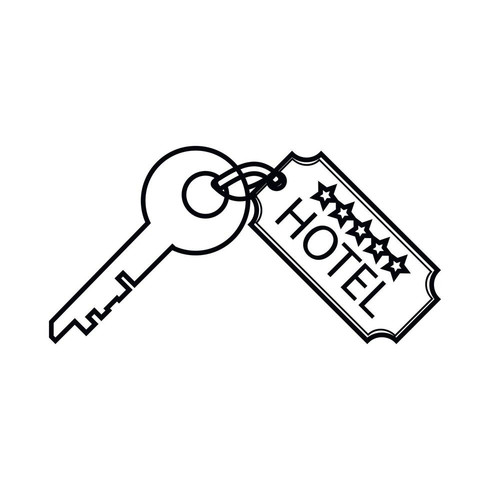 chave do quarto no ícone do hotel, estilo do contorno vetor